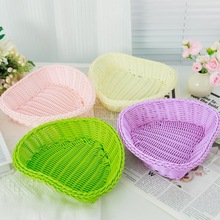 ⇜ins马卡龙色桌面收纳篮塑料藤编织篮面包篮干果零食水果篮家居