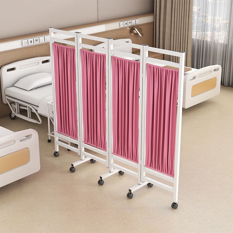 Medical Screen Partition Hospital Medical Clinic Health Room Beauty Iron Fabric Sliding Mobile Folding Screen with Wheels