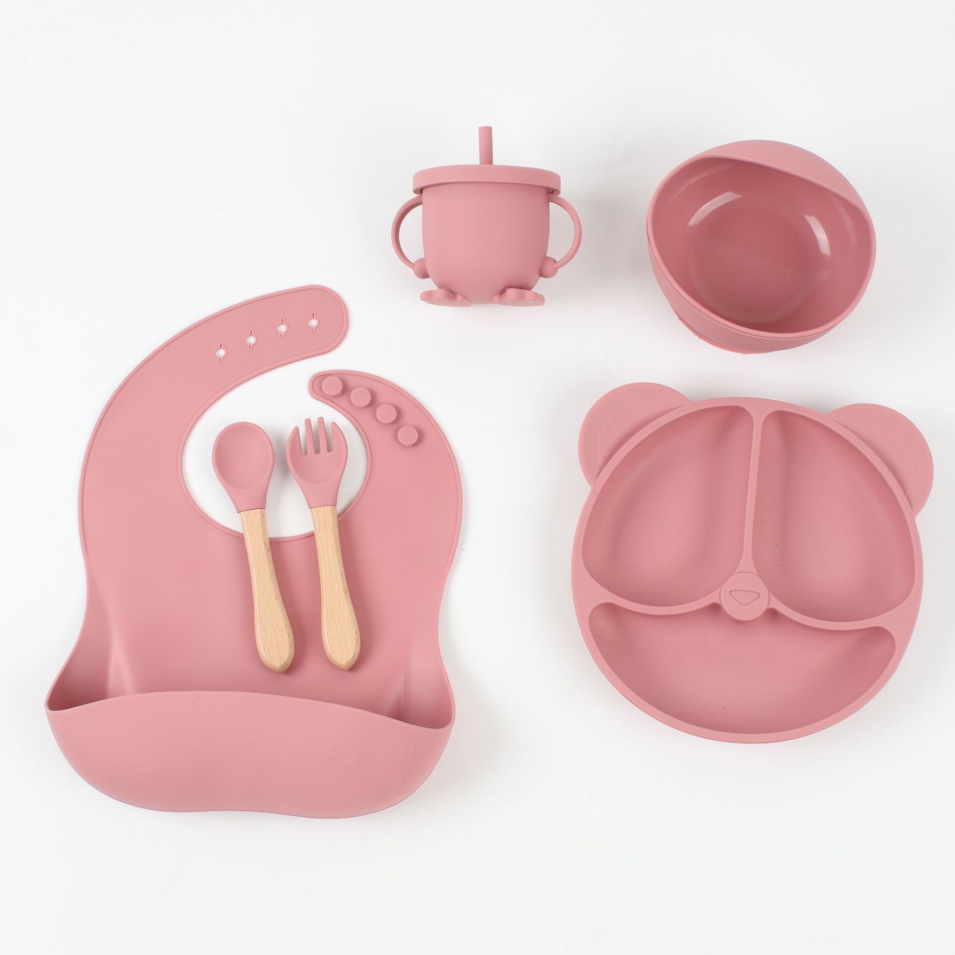 다크핑크 나무손잡이 고양이귀 6종세트