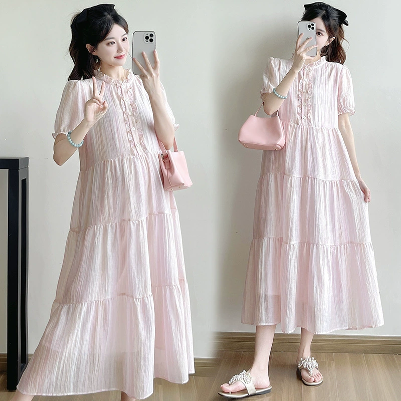 Summer fashionable fresh fitted brace for pregnant, dress, loose fit, plus size