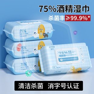 80 Pumps Containing 75 Degree Alcohol Disinfection Wipes for Office Household Hygiene and Sterilization Special Wet Wipes Large Pack Antibacterial Wipes