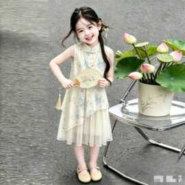 唯美好看小孩女童国风连衣裙夏2026新款儿童汉服中大童新中式旗袍
