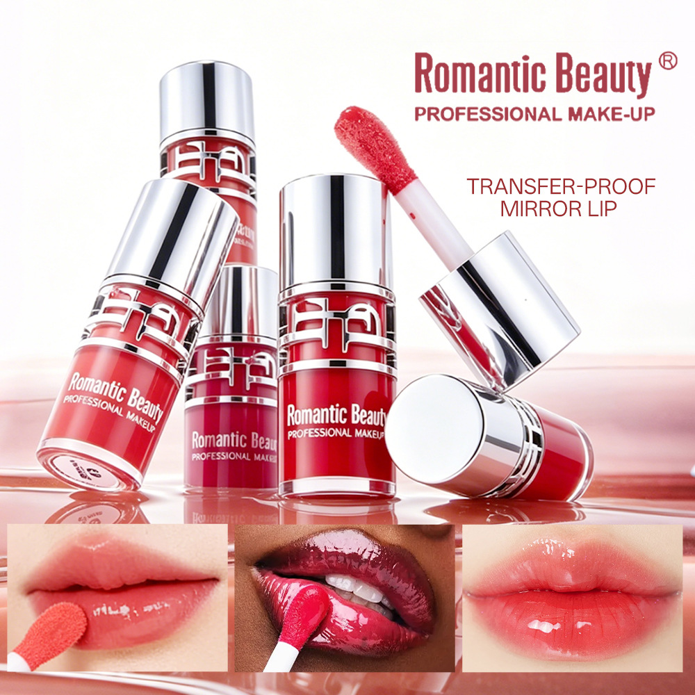 Esmalte labial de espejo transfronterizo, esmalte labial de color duradero, esmalte labial líquido sin tazas, no se desvanece.