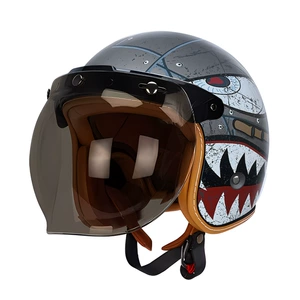 Bubble visor motorcycle helmet lens, retro snap-on helmet three-buckle visor, sun protection, wind and rain protection lens