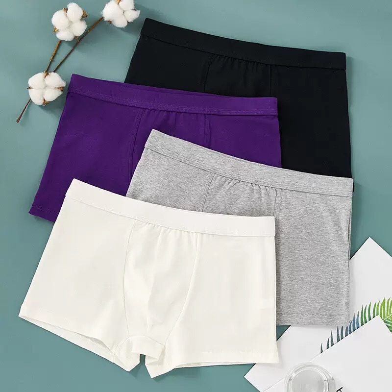 50 Pairs of Combed Cotton Men's Boxer Briefs, Square-Cut Sports Spandex, 95% Breathable, Antibacterial, Sporty Style