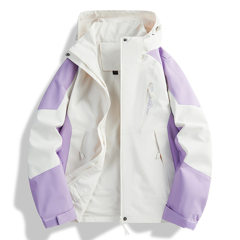 여성 - 보라색과 흰색 [아웃도어 싱글 재킷]