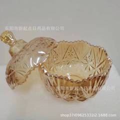 Colorful glass candy jar with lid living room decoration storage box snack jar pastry jar sealed jar candle jar