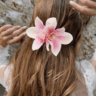 Fuchsia yellow white hairgrip, accessory, flowered