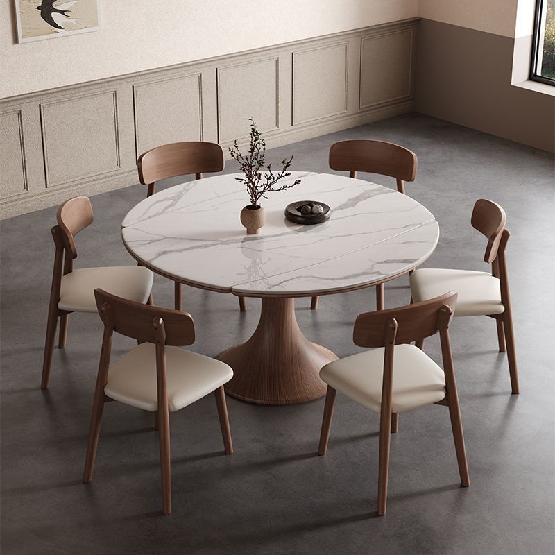 Solid Wood Slate Dining Table and Chair Combination Retro Style Home Modern Simple Rectangular Round Dining Table Small Apartment Dining Table