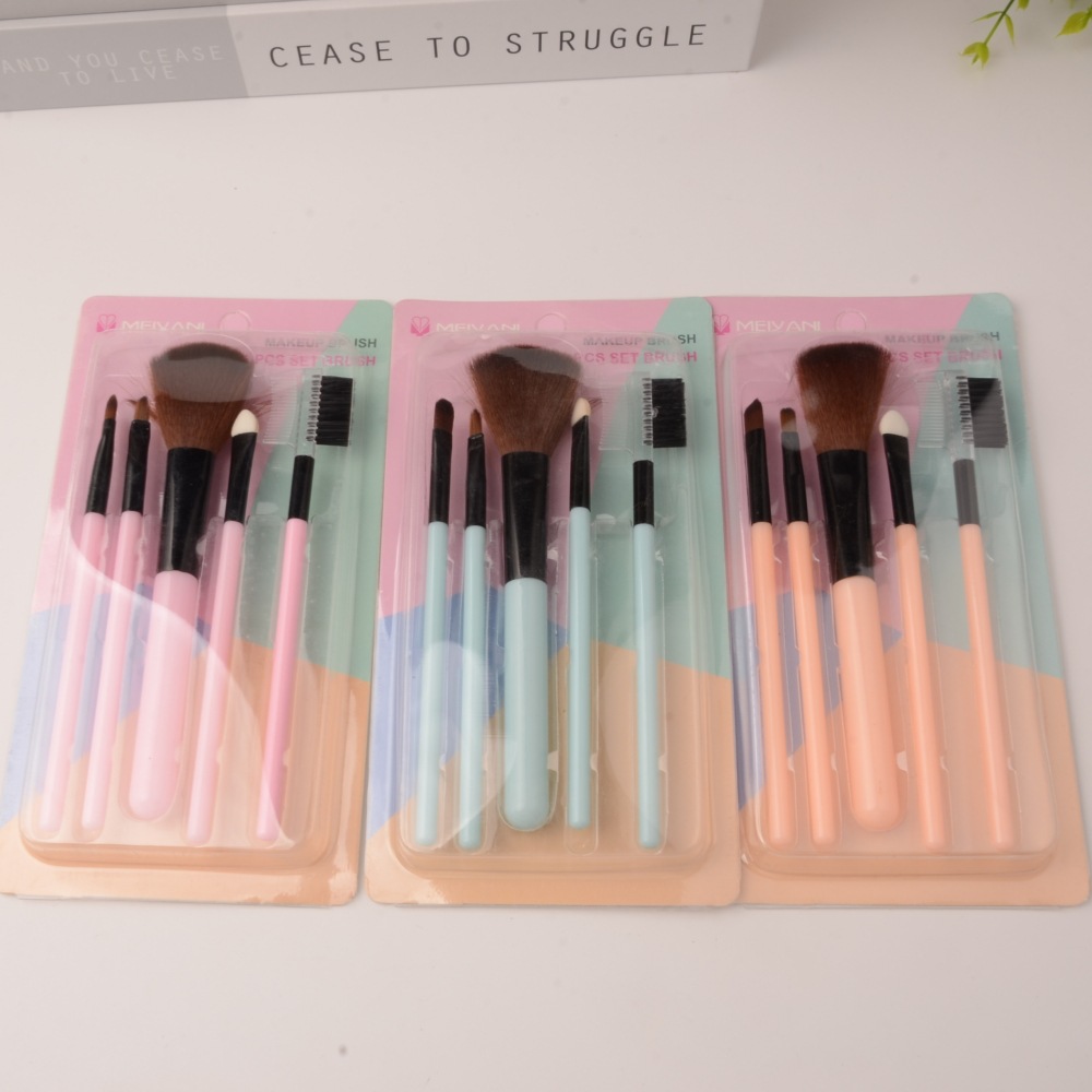 Cepillo de maquillaje multifuncional 5 piezas conjunto de herramientas de maquillaje portátiles cepillo blush cepillo de pestañas cepillo de sombra de ojos cepillo de fábrica directa novato