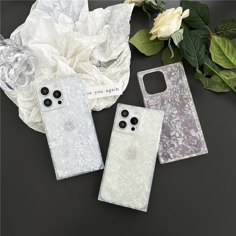 Square Shell Pattern Suitable for iPhone 16 Pro Max, Apple 17 Phone Case, Colorful 15, High-End Feel, Cross-Border 14, Soft