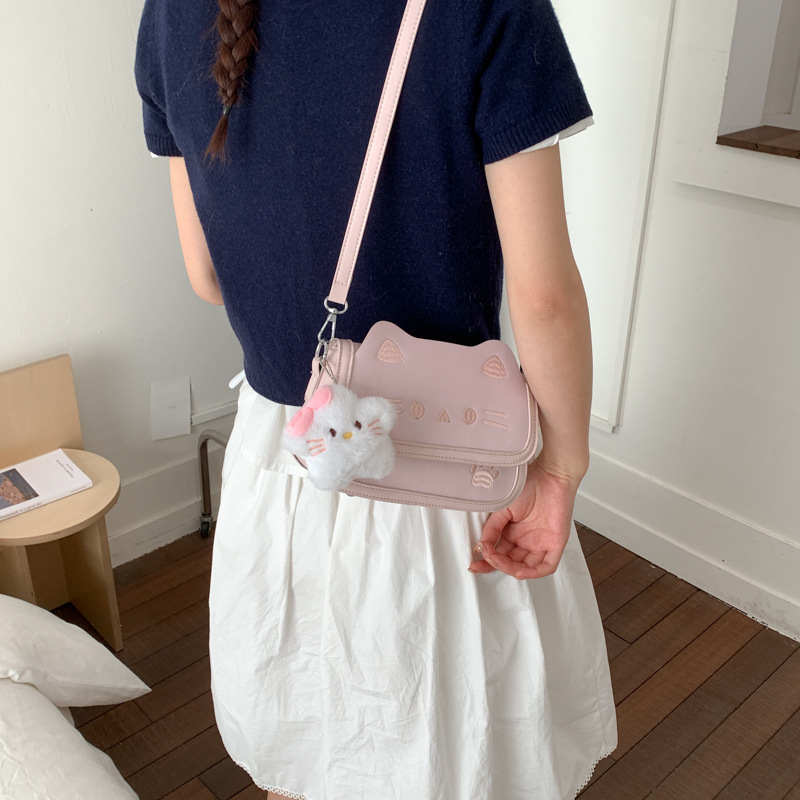 Coreano lindo gato de dibujos animados bolso de mano mujer 2026 nuevo nicho estilo universitario lindo bolso de hombro pequeño image 3