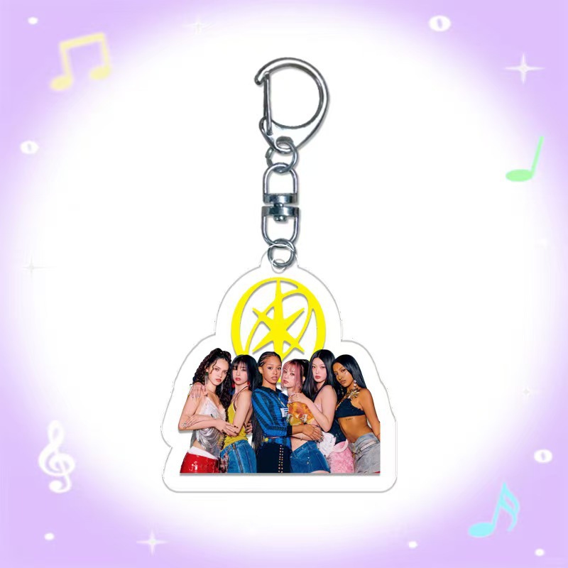 Colgante acrílico colgante llavero KATSEYE joyas DIY bolsos estrella colgante D-clip colgante regalo