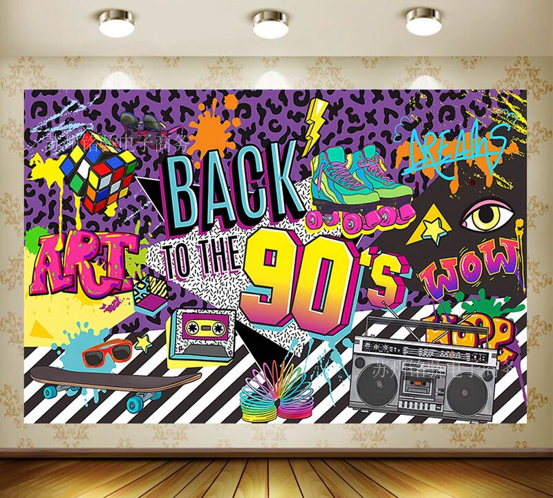 New back to 90s hip hop graffiti brick wall back to 90s party decoration background cloth Amazon