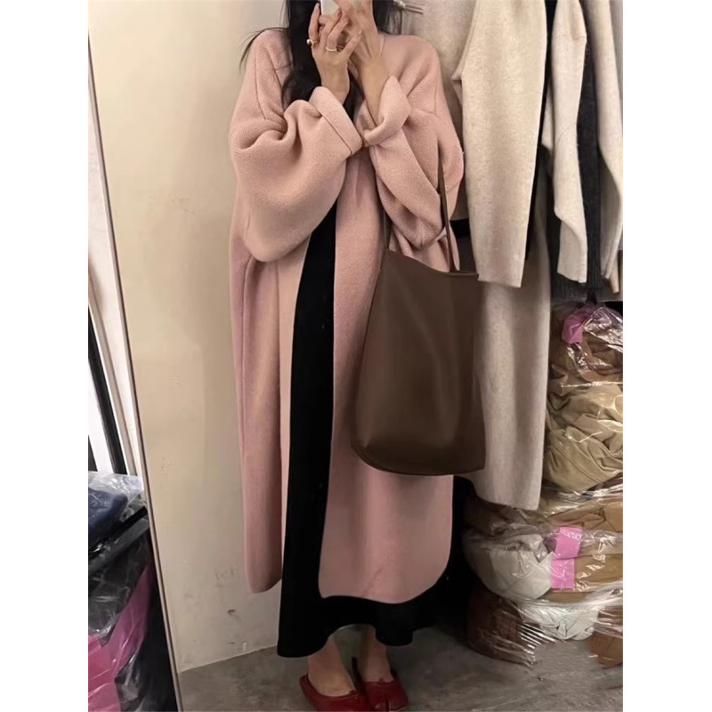 中长款毛衣开衫外套女春秋慵懒风高级感显瘦过膝宽松加厚针织大衣|undefined