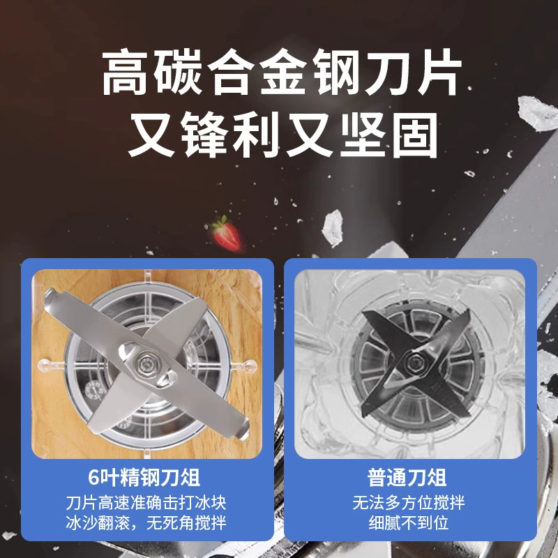 Smoothie machine, commercial milk tea shop, silent with cover, fully automatic shaved ice machine, high-horsepower tea smoothie machine, broken wall