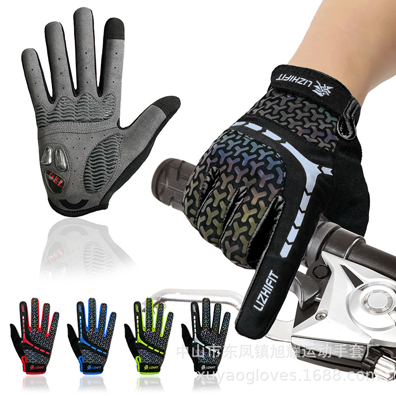 Guantes de equitación al aire libre transfronterizos deportes todoterreno fitness bicicleta dedo largo líquido grueso guantes de silicona para hombres