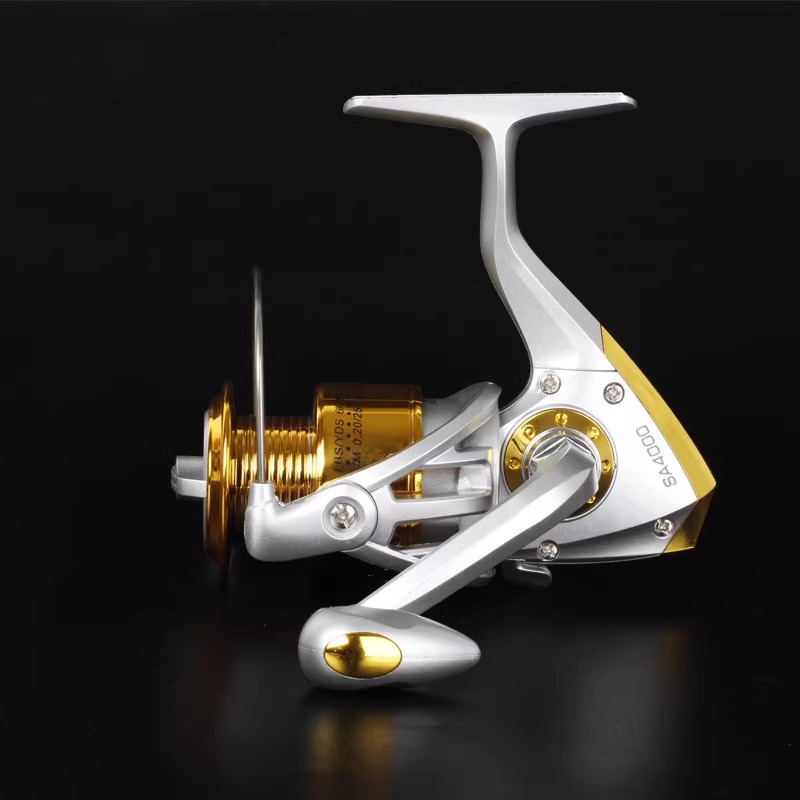 rueda de línea de pez de aleta gigante movimiento de metal rueda de hilado especial cabeza galvanizada rueda de lanzamiento de varilla de lanzamiento de larga distancia rueda de varilla de mar