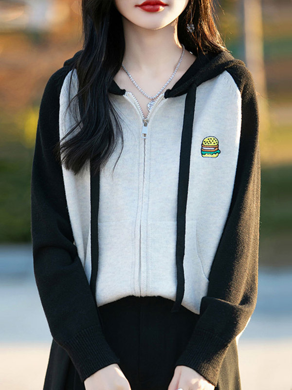 【メーカー直供】春秋の新型帽子付き刺繍カーディガンの女性ファッションがゆったりしています。|undefined