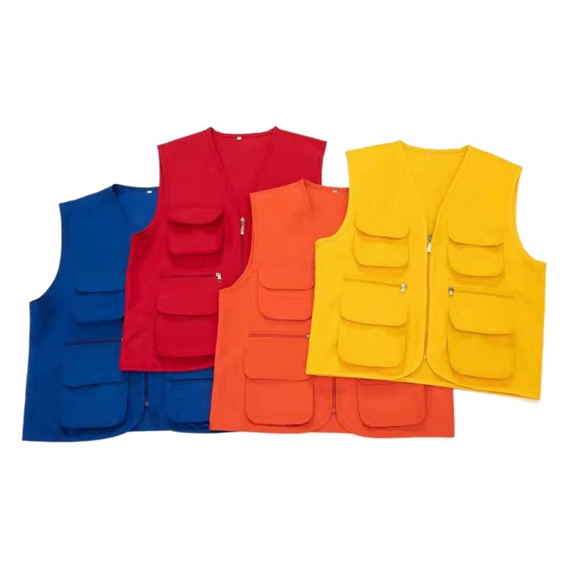 Жилет для волонтеров с логотипом, множеством карманов, для активного отдыха, репортеров, гидов, из полиэстера, свободного кроя.