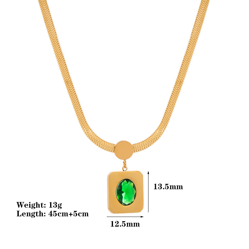 Elegant Streetwear Square Titanium Steel Plating Inlay Zircon Pendant Necklace display picture 1