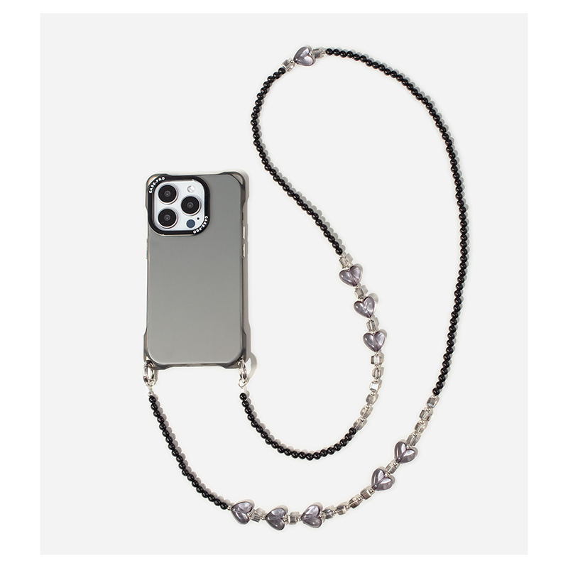 mobile phone lanyard long pearl mobile phone charm love neck rope crossbody mobile phone lanyard metal buckle backable rope