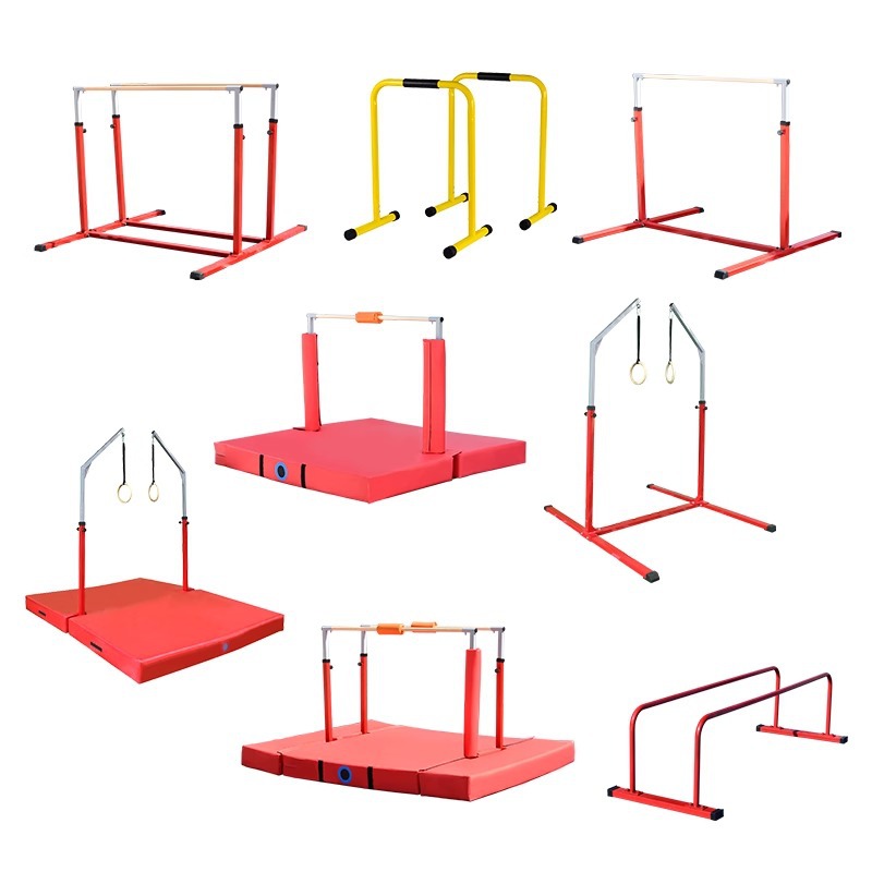 Equipo de entrenamiento de aptitud física para niños gimnasia feliz ajustable elevación y bajada anillo de suspensión de barra paralela simple rastreo estera de protección