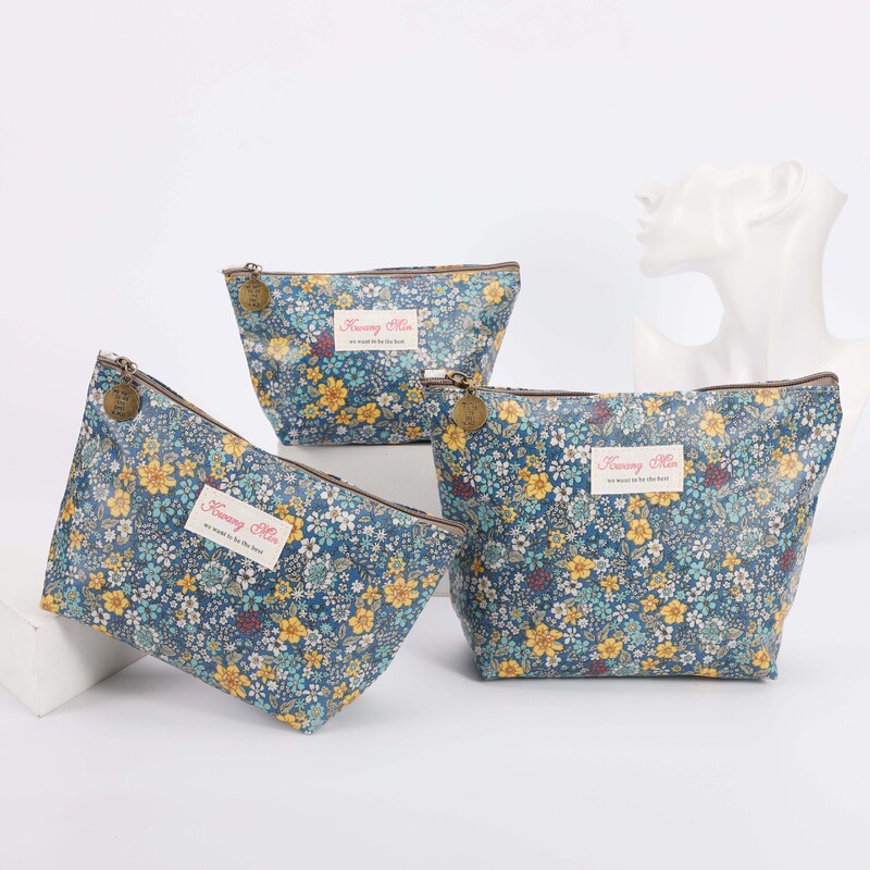 New Style Cosmetic Bag Women's Foreign Trade Korean Style Floral Wash Bag Portable Waterproof Cotton Storage Bag Large Capacity Travel