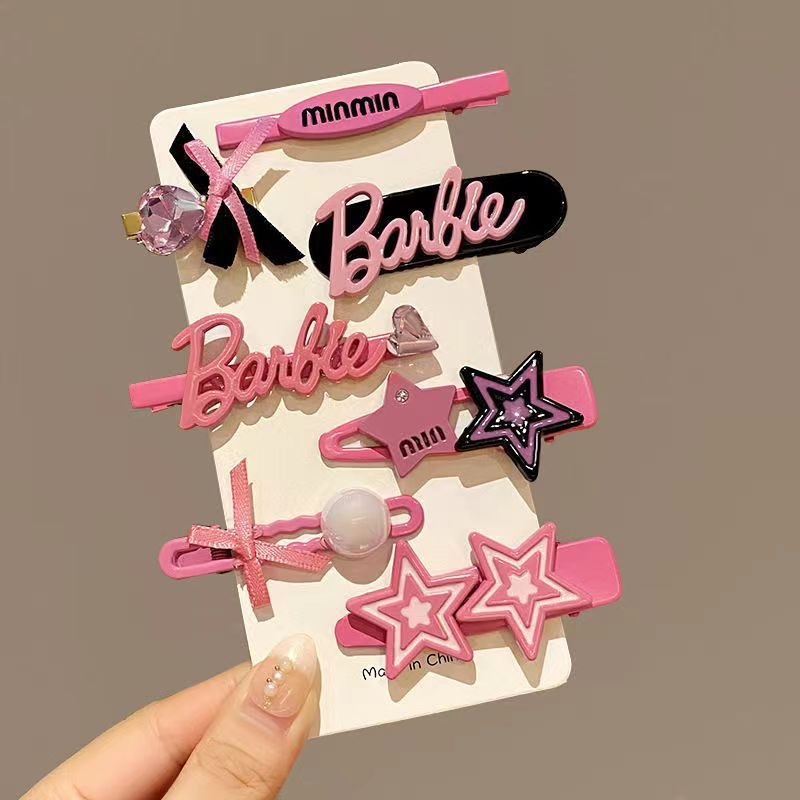 Nueva pinza de pelo de felpa rosa 2023, flequillo de niña, horquilla de pelo roto lateral, pinza de niña linda, horquilla de amor