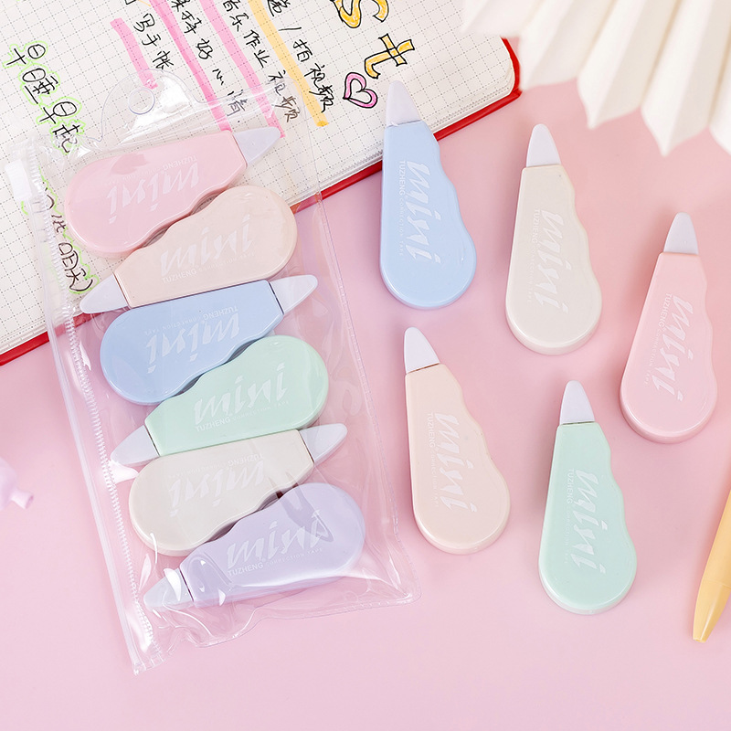 Student correction tape wholesale mini 6 pack macaron color correction tape smooth and not easy to break 24 meters correction tape