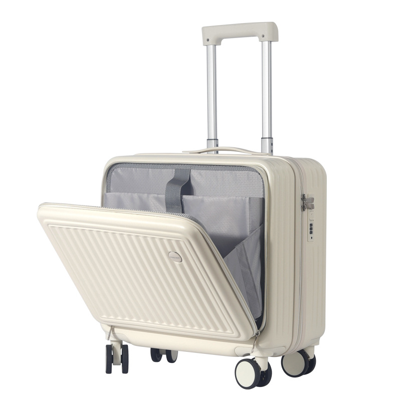 Regalo personalizado con tapa abierta maleta de computadora 18 pulgadas multifuncional maleta de embarque femenina contraseña maleta de viaje