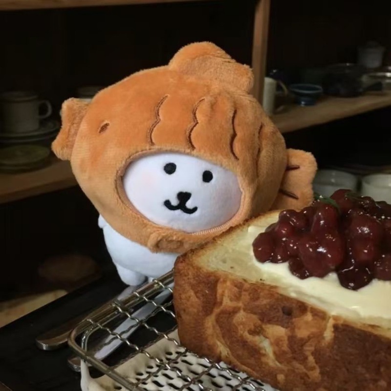 可爱10cm公仔头套毛绒衣服鲷鱼烧帽子卡通玩偶服饰配件创意娃衣|undefined