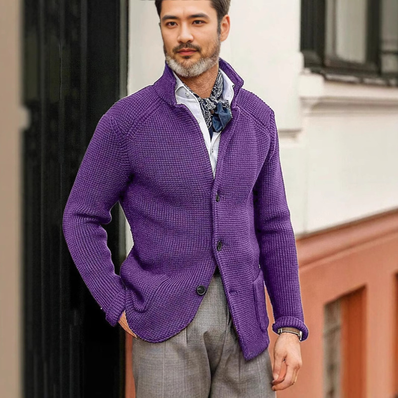 European and American Fashion Amazon Independent Station New Products-Clothing Men's Casual Long-Sleeved Pure Color Knitted Jacket Men's Outerwear