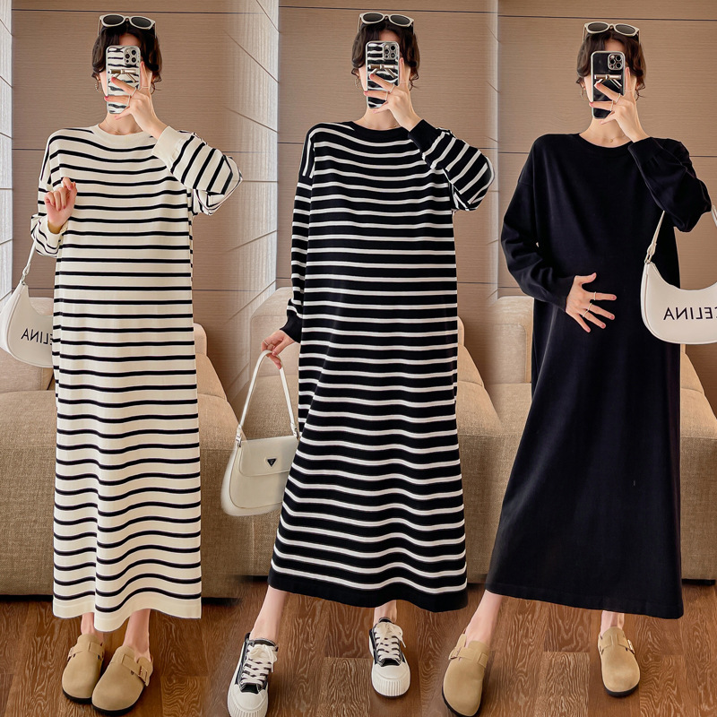 Pregnant Women's dress Spring and Autumn 2025 New Stylish Fashion Striped Loose plus size Dress Spring Pregnant Women's Dress Pregnant Women's dress Spring and Autumn 2025 New Stylish Fashion Striped Loose plus size Dress Spring Pregnant Women's Dress
