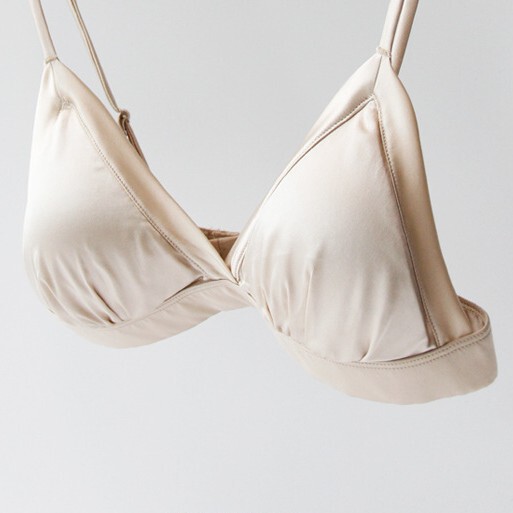 Summer Satin Silk French Intimates Thin Triangle Cup Small Breast Mulberry Silk Sexy Women's Bra Without Rims