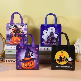 Cross-border fashion Halloween style non-woven bag devil pumpkin foldable gift packaging bag wholesale