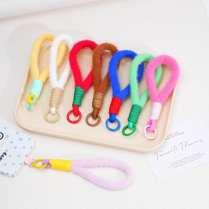 シンプルなぬいぐるみ文房具ストラップ短い手首ロープシンプルなファッション女性バッグアクセサリーぬいぐるみキーホルダー|undefined