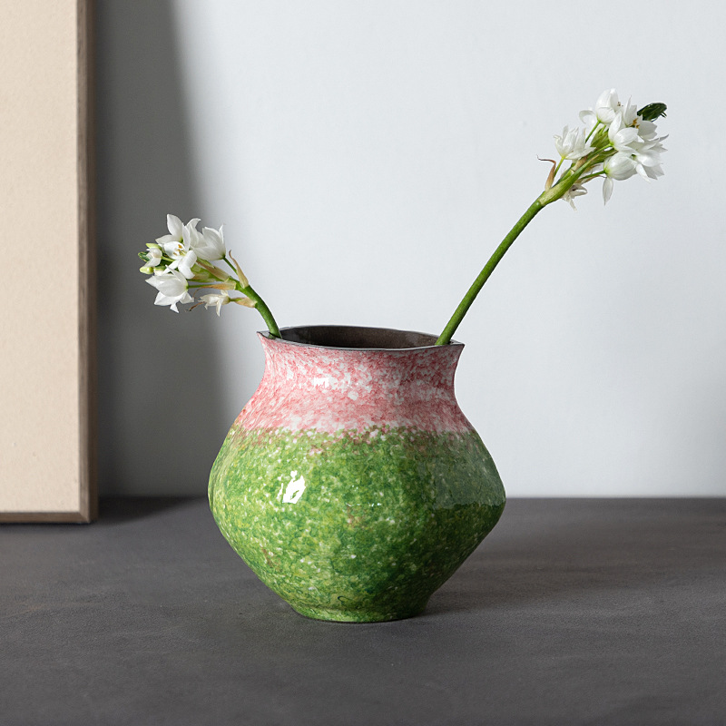 Jingdezhen Ceramic Vase Flower Vase Simple Living Room Home Flower Arranging Ornaments Decorations Desktop Green Plant Hydroponic Vase