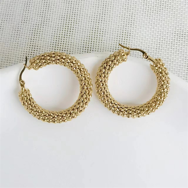 1 Pair Lady Round Stainless Steel Earrings display picture 1