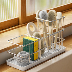Amazon stainless steel kitchen sponge mat shelf household counter with basket sink multi-functional draining basket