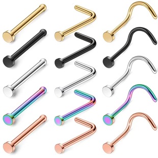 Europe and the United States cross-border round cake nose nail stainless steel straight rod L rod curved rod simple fashion puncture jewelry manufacturers wholesale