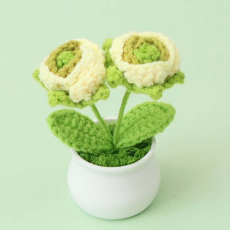 完成したウールひまわり鉢植えスズラン造花チューリップデスクトップ装飾品バレンタインデー教師クラスメートギフト|undefined