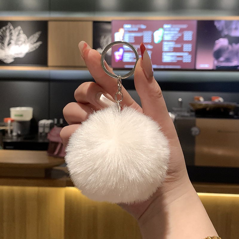 Gran bola de peludo llavero auténtico lindo peludo colgante llave de coche estudiantes pareja regalos colgante al por mayor