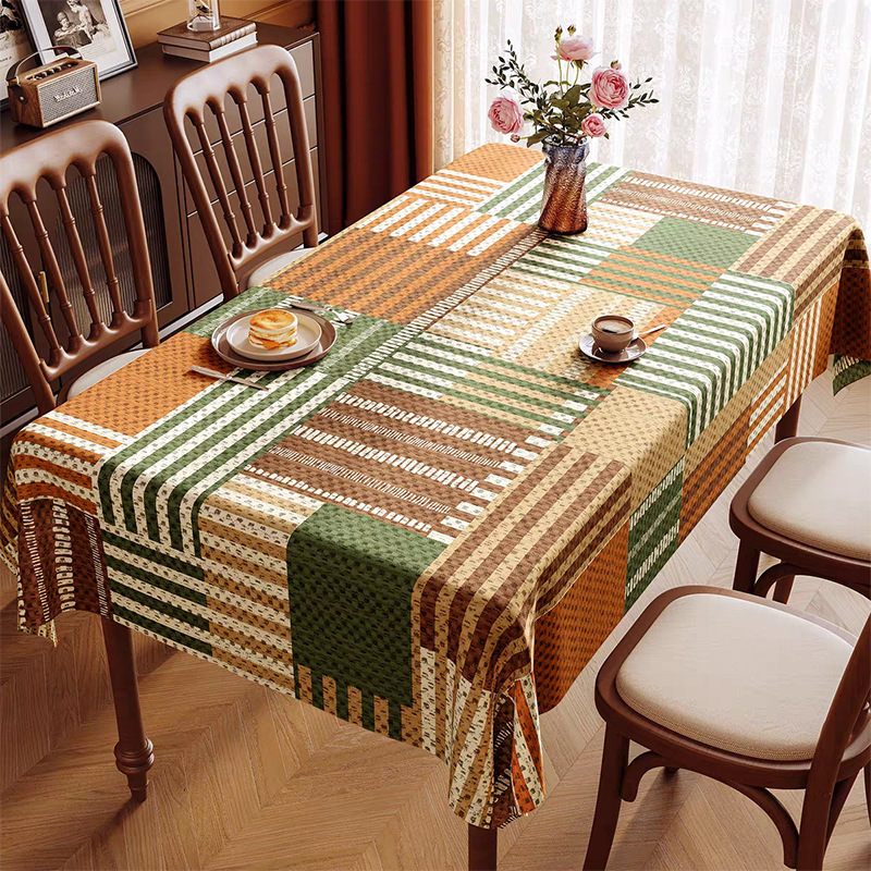 American-Style Retro Desk Cloth, Plaid Light Luxury Tablecloth, High-End Decorative Dining Tablecloth, Sideboard Counter Cloth, Coffee Table Cloth