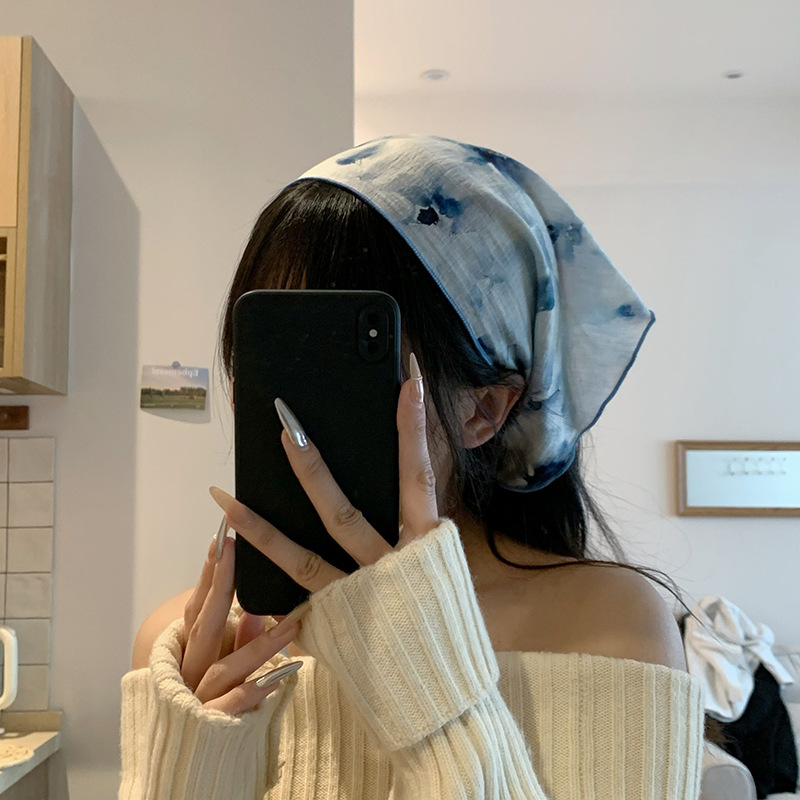 Bufanda triangular, babero, moda femenina, verano, protector solar, pañuelo, pañuelo, estilo antiguo, cinturón para el cabello, protección para el cuello, bufanda de seda pequeña al por mayor