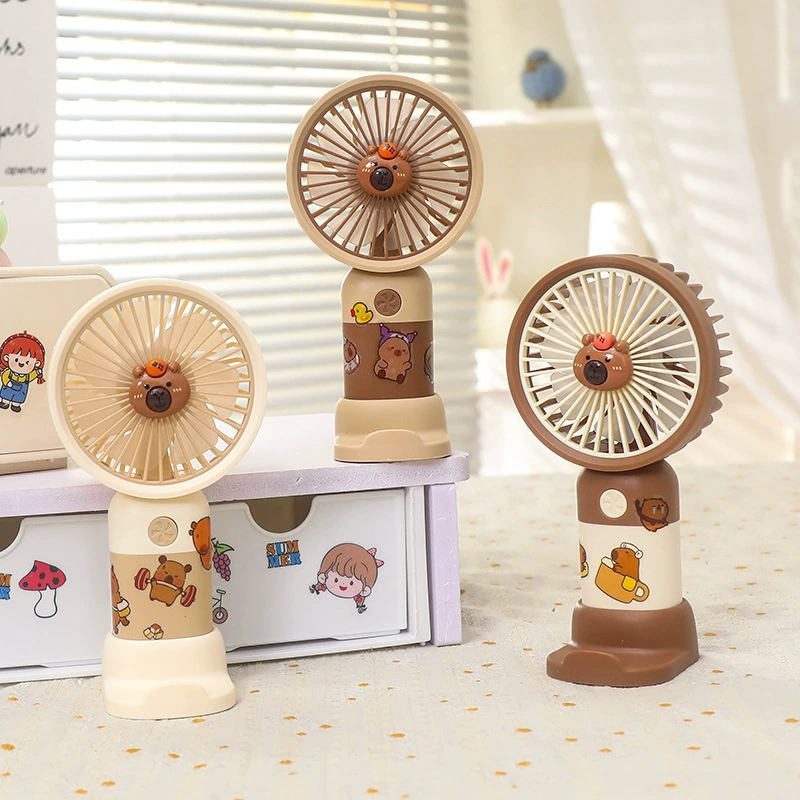 Мультфильм капибары ручной маленький вентилятор мобильный телефон держатель мини портативный USB-зарядка может сделать вентилятор с логотипом