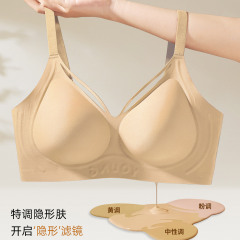无痕大码粉底液隐形内衣女薄款大胸显小聚拢防下垂提拉软支撑文胸