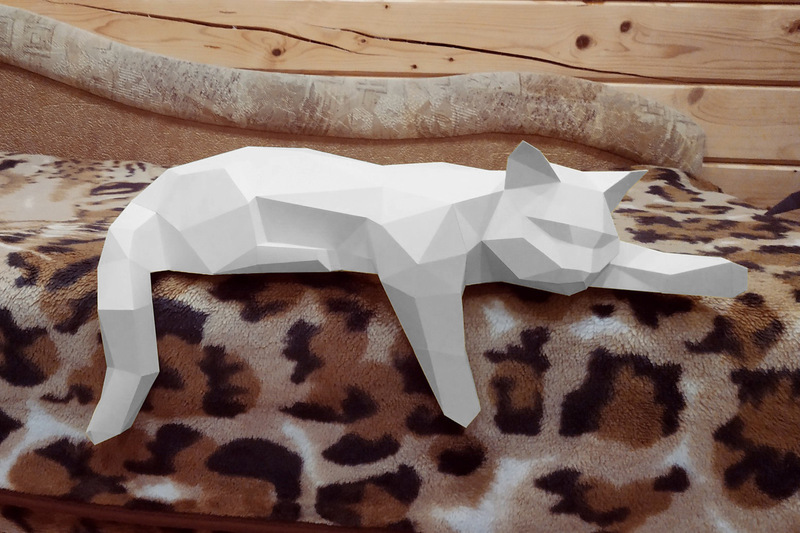 張望猫低ポリゴン幾何学折り紙立体手作り DIY 紙モデルデスクトップ窓装飾装飾品|undefined