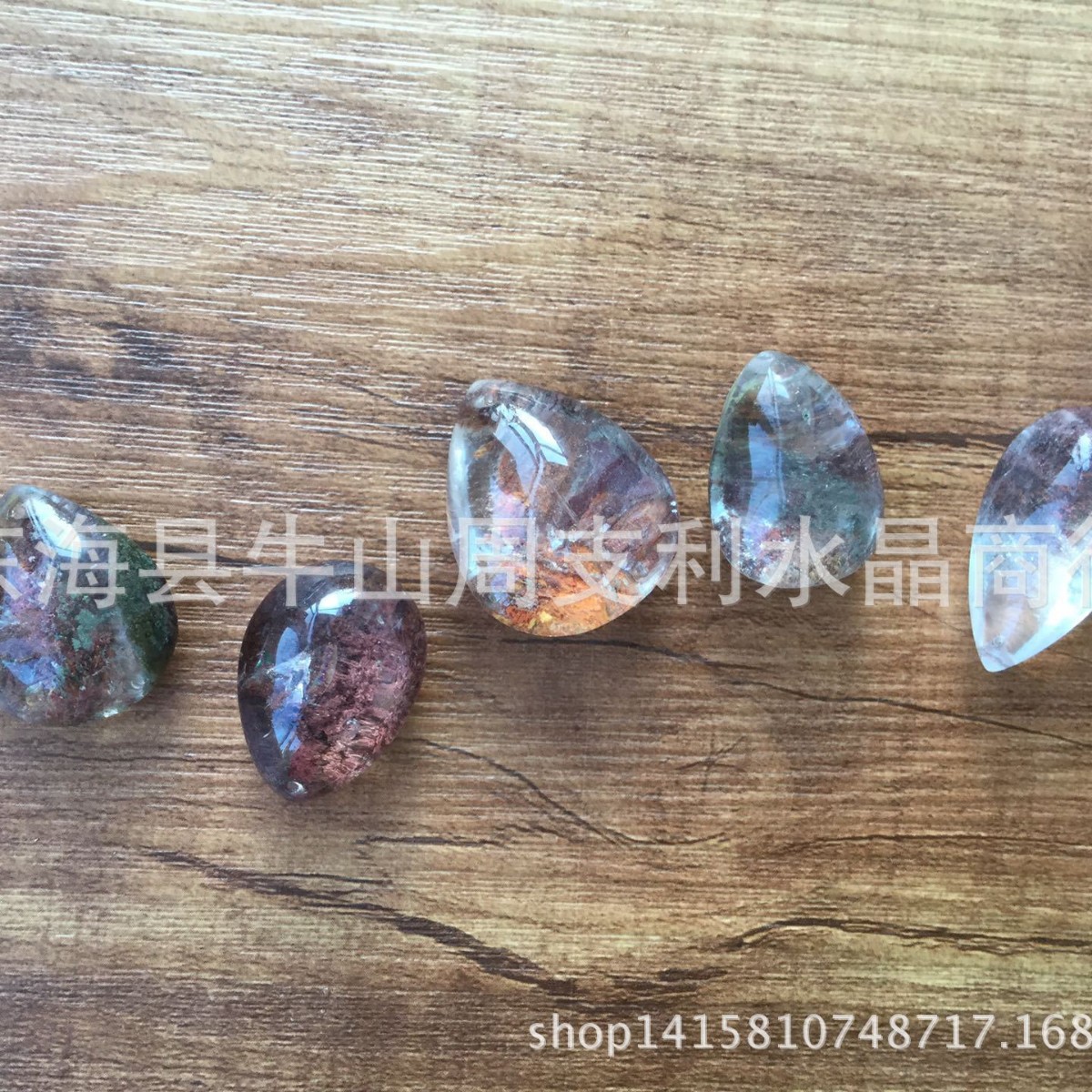 天然水晶红幽灵绿幽灵吊坠项链坠 彩幽灵花幽灵批发 彩幽灵景观石