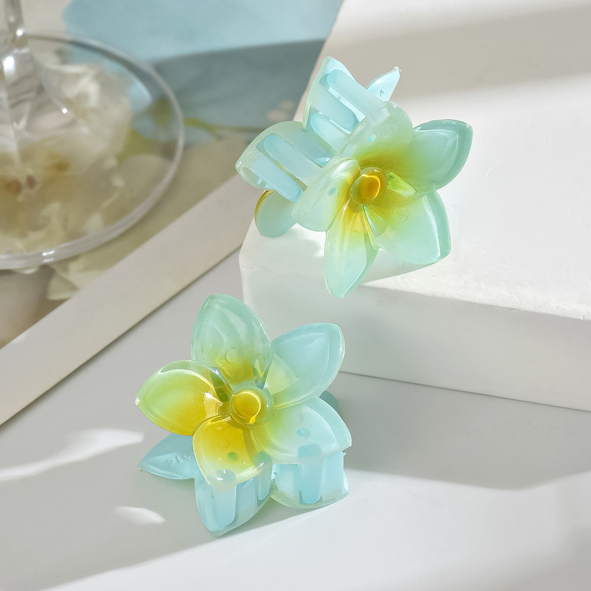 Horquilla de flor, color de flor puntiaguda, media corbata de tamaño mediano, agarre de pelo, pinza de cola de caballo alta, horquilla dulce esmerilada, hembra 4cm